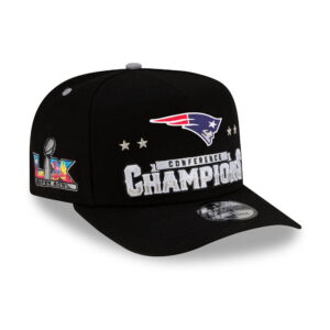 New Era New England Patriots 2025 AFC Champions Locker Room Trophy Collection A-Frame 9FIFTY Snapback Hat (Black, One Size) zwme9