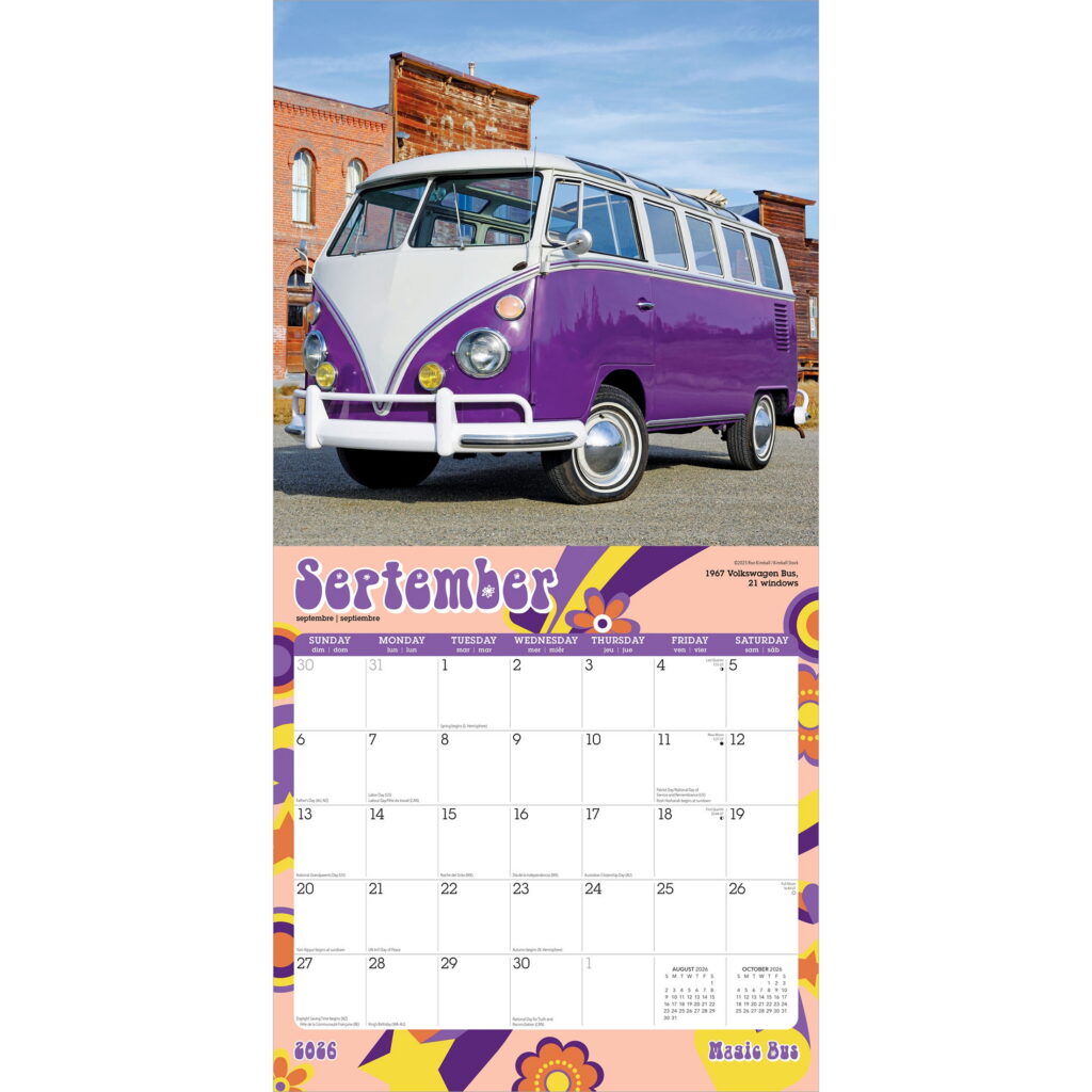 Motor Club Magic Bus 2026 Monthly Wall Calendar (12 in x 24 in) 4dujt