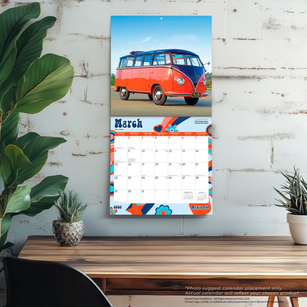 Motor Club Magic Bus 2026 Monthly Wall Calendar (12 in x 24 in) 4dujt