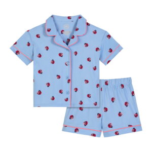 Wonder Nation Toddler Girls Short Sleeve Button Front Pajama Top and Shorts Set (Blue, 3T-5T) jarpp