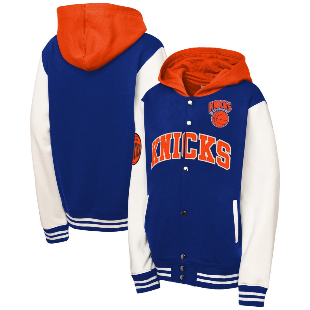 Mitchell & Ness New York Knicks Preschool Courtside Fleece Full-Snap Jacket (Blue, 4T) h827m