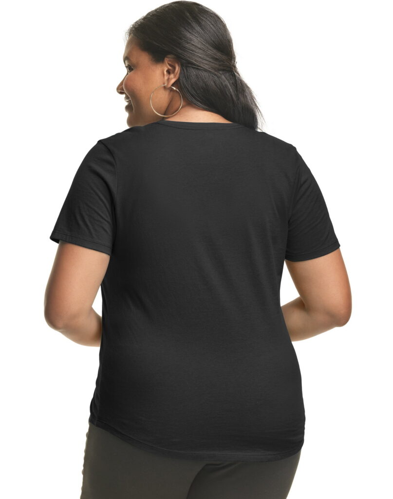 Hanes Just My Size Women's V-Neck T-Shirt Cotton Jersey Short Sleeve (Black, 4X) yat6h