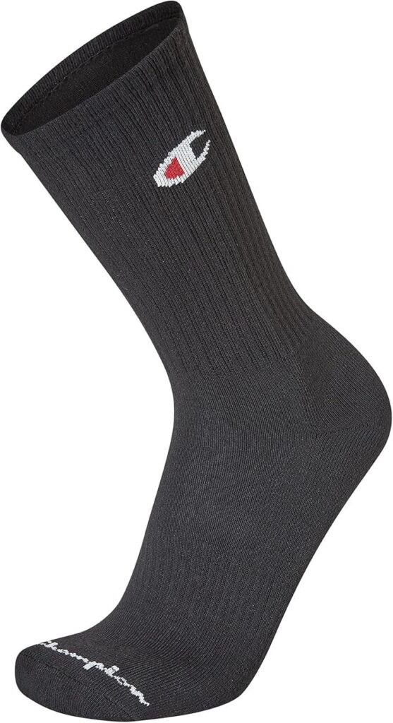 Champion Men's Performance Cushion Crew Socks Moisture-Wicking Athletic Gear (Black, 5-Pack) ivcp4