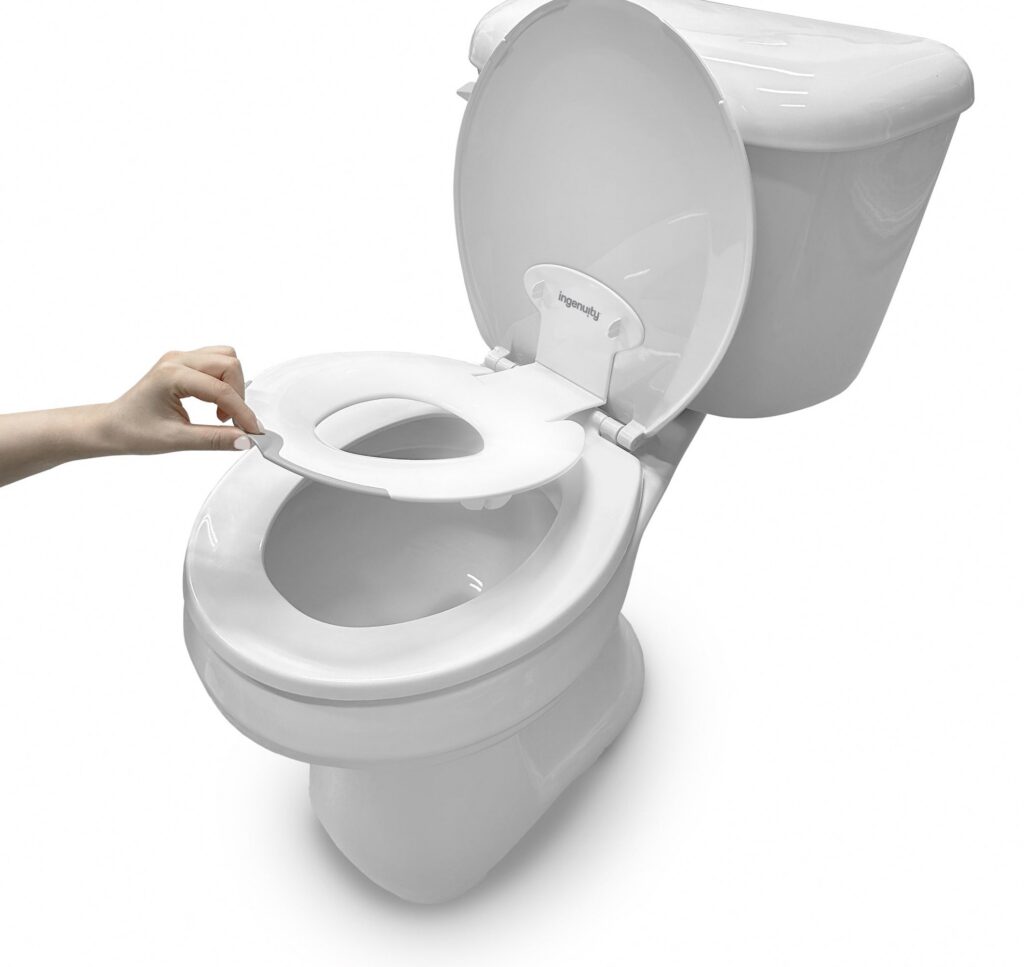 Ingenuity Flip & Sit Potty Seat for Toddler Toilet Training (White, 4.7 in x 10.0 in x 15.1 in) wxexf