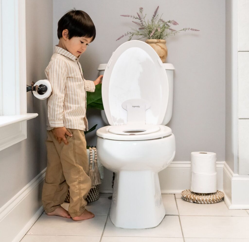 Ingenuity Flip & Sit Potty Seat for Toddler Toilet Training (White, 4.7 in x 10.0 in x 15.1 in) wxexf