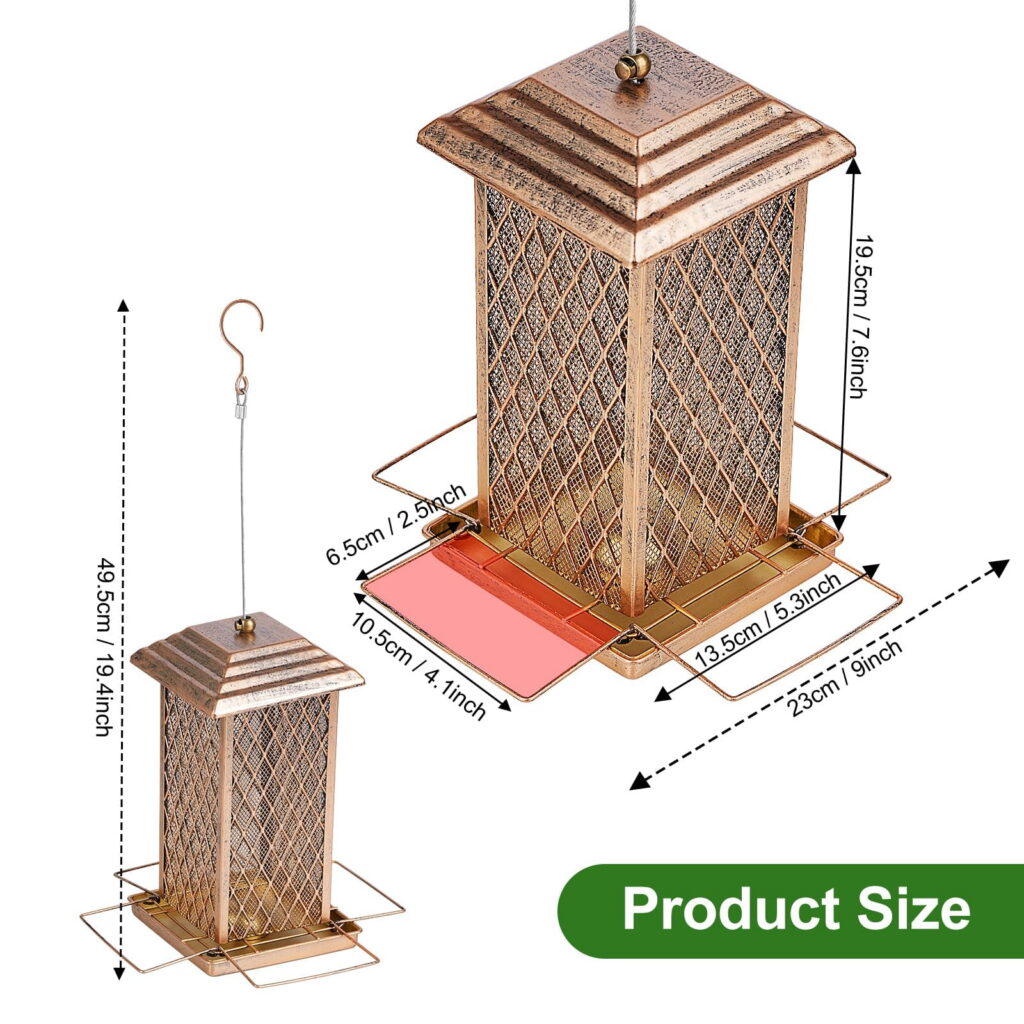 IWNTWY Metal Wild Bird Feeder for Outdoor Hanging, Heavy-Duty Garden Decor (Bronze, 3 lb) 2ww2u