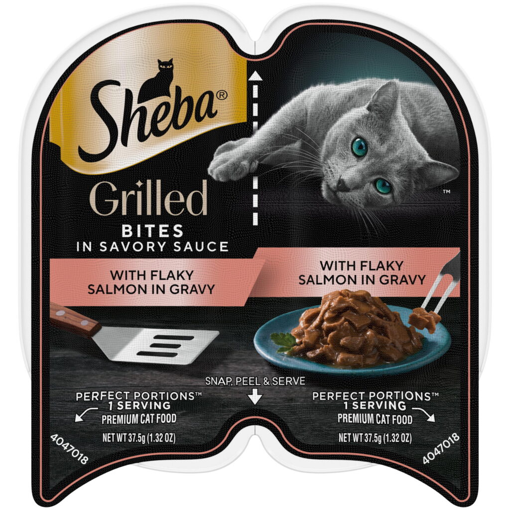 SHEBA Grilled Wet Cat Food, Flaky Salmon in Savory Gravy (2.6 oz) fkb92