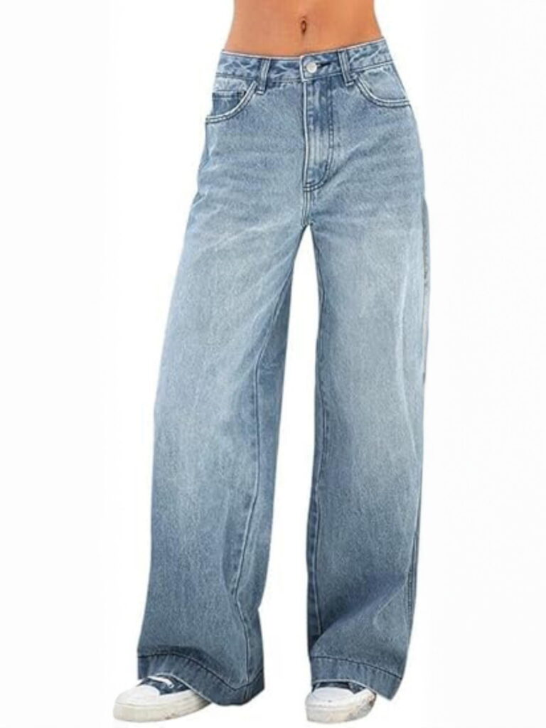 EMMIOL Women's Vintage Y2K Wide Leg Jeans (Blue, Large) hdaub