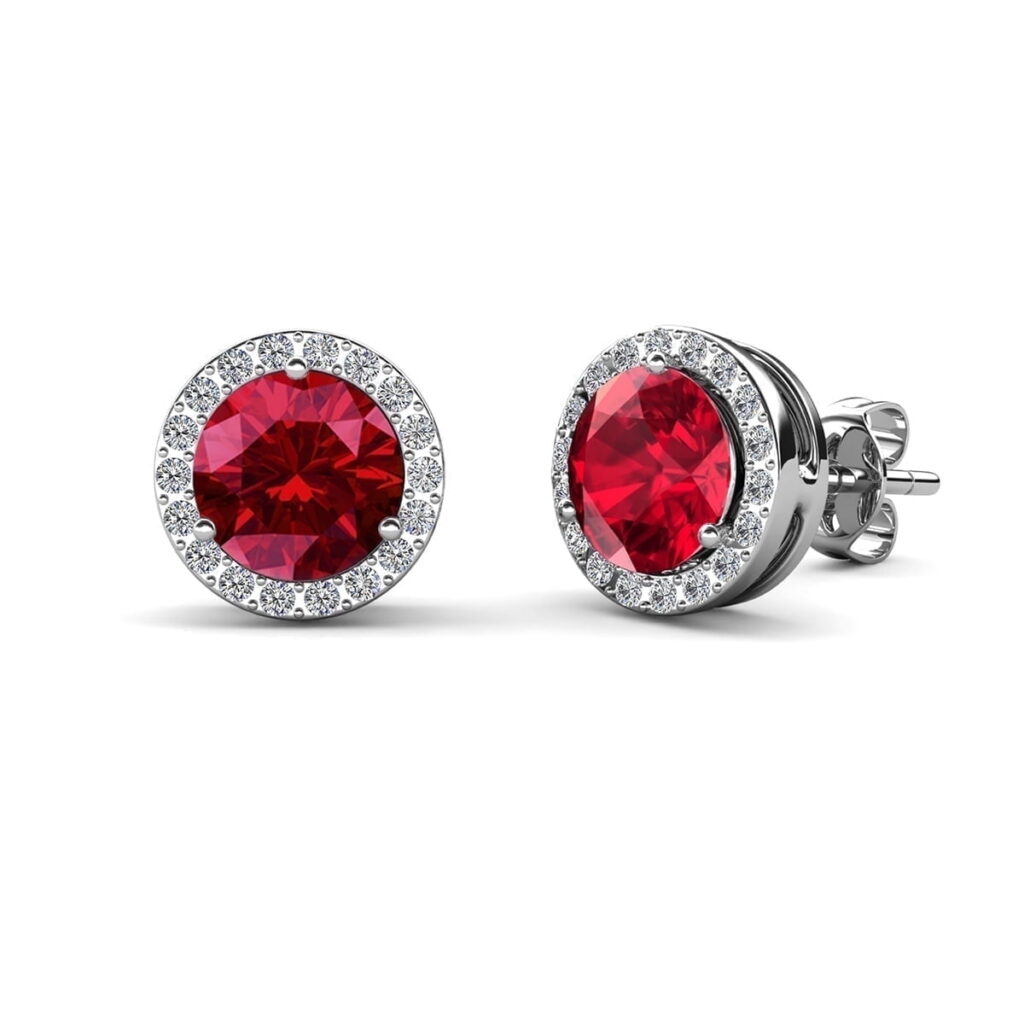 Cate & Chloe Royal January Birthstone Earrings with Swarovski Crystals (White Gold Plated, 0.31 in x 0.31 in) ugzqh