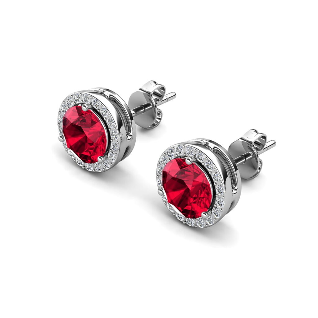 Cate & Chloe Royal January Birthstone Earrings with Swarovski Crystals (White Gold Plated, 0.31 in x 0.31 in) ugzqh
