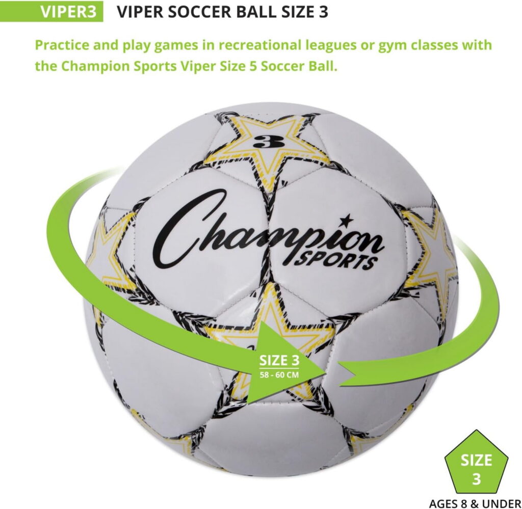 Champion Sports Viper Soccer Ball (White, Size 4) jykfb