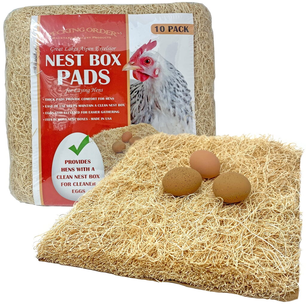 Pecking Order Chicken Nest Box Pads, Aspen Excelsior Wood Fiber Liners (Brown, 20 Pack, 13 in x 13 in) f2wwj