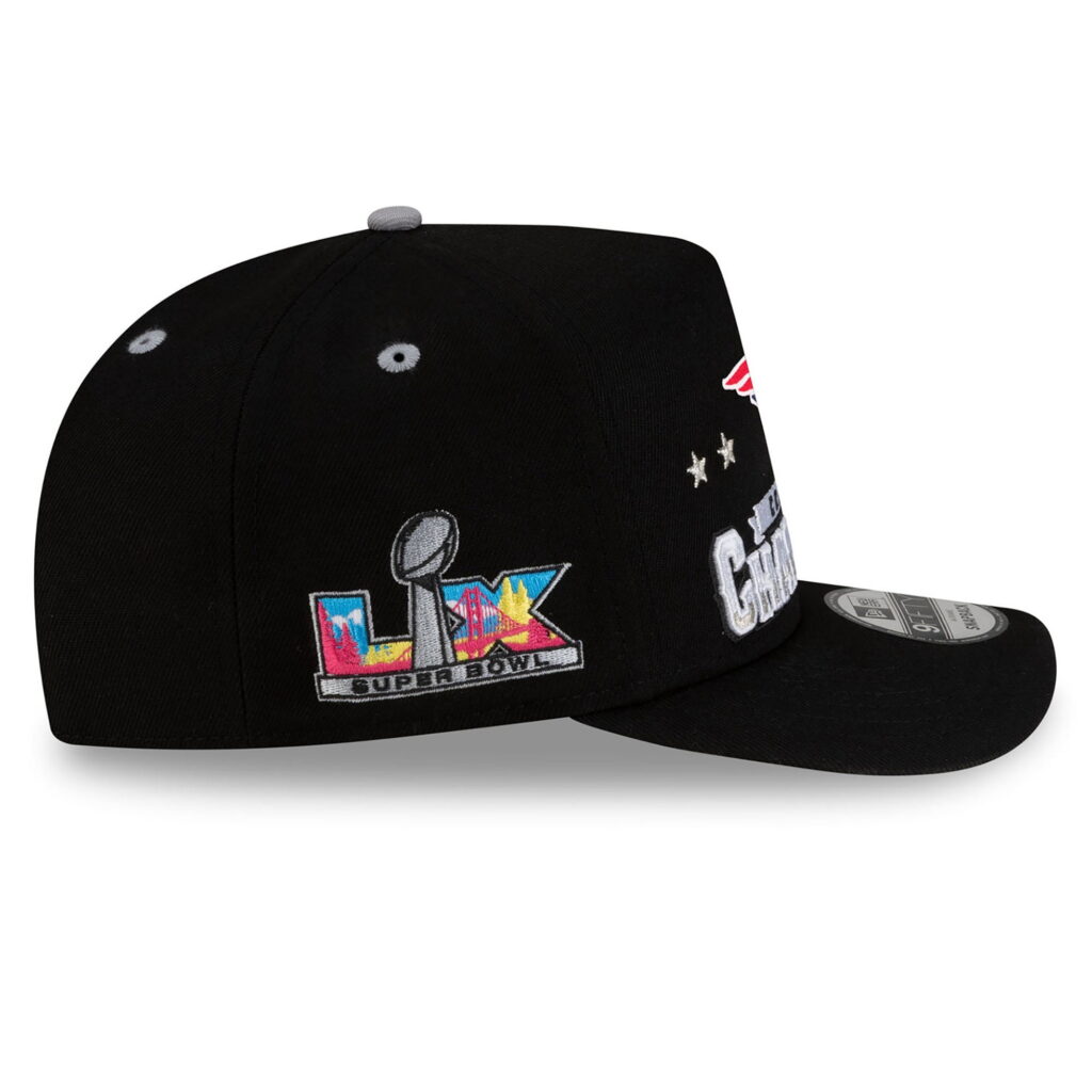 New Era New England Patriots 2025 AFC Champions Locker Room Trophy Collection A-Frame 9FIFTY Snapback Hat (Black, One Size) zwme9