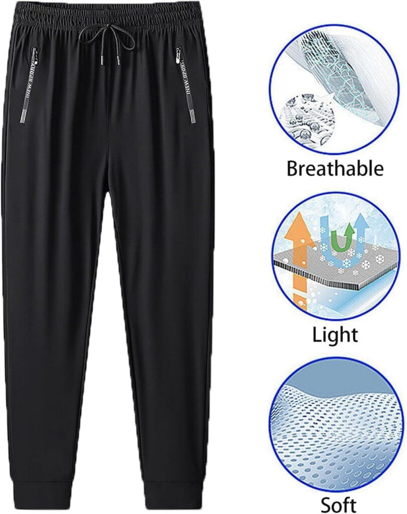 Comfysfit StretchActive Women's Casual Pants, Quick-Dry Lightweight Ice Silk Trousers with Elastic Waist (Grey, Large) 7rsac