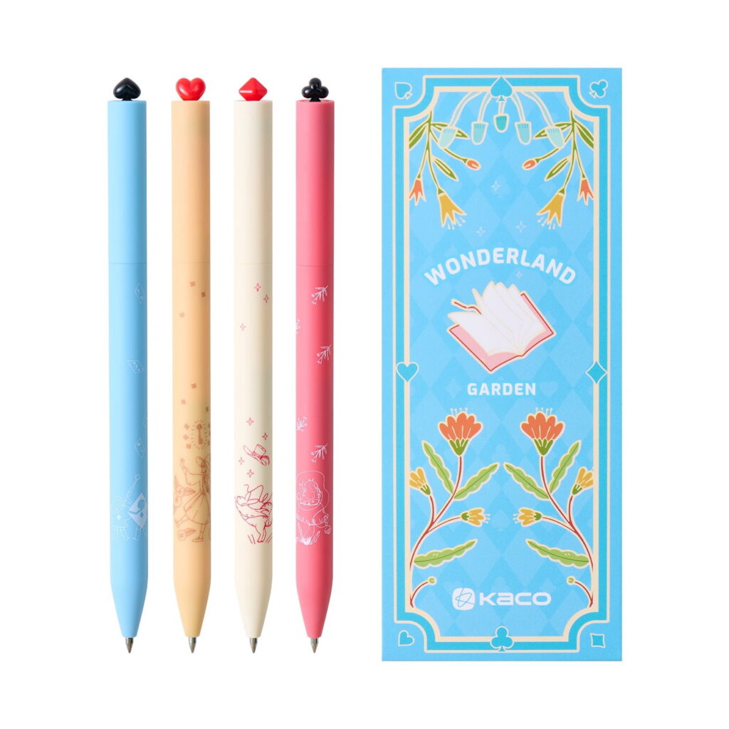 Kaco FIRST Gel Pens Wonderland Garden Series Smooth Writing Quick-Dry Ink (Black, 4 Pack, 0.02 in) meiui