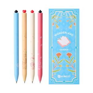 Kaco FIRST Gel Pens Wonderland Garden Series Smooth Writing Quick-Dry Ink (Black, 4 Pack, 0.02 in) meiui