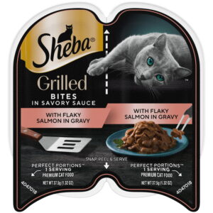 SHEBA Grilled Wet Cat Food, Flaky Salmon in Savory Gravy (2.6 oz) fkb92