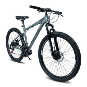 Monniyu Mountain Bike 26 in Wheel 21-Speed Aluminum Frame with Front Suspension and Disc Brakes (Grey, 26 in) z6g2n