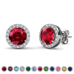Cate & Chloe Royal January Birthstone Earrings with Swarovski Crystals (White Gold Plated, 0.31 in x 0.31 in) ugzqh