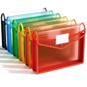 Amaopus Expanding File Folder Organizer, Waterproof Document Envelope with Snap Closure (Assorted Colors, 6 Pack, 13 in x 9.8 in) 35ua2