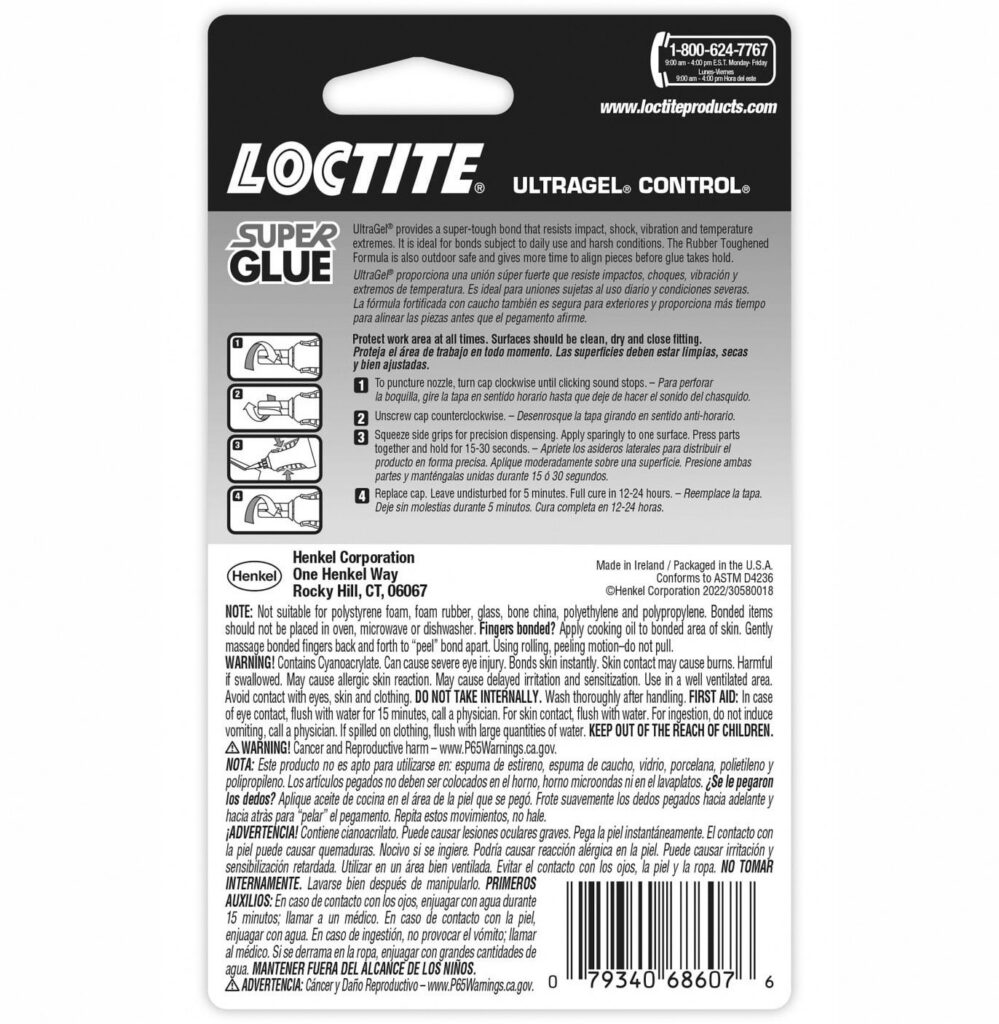 Loctite Super Glue Ultra Gel Control, Rubber Toughened Adhesive for Precision Repairs (Clear, 0.14 fl oz) knpjm