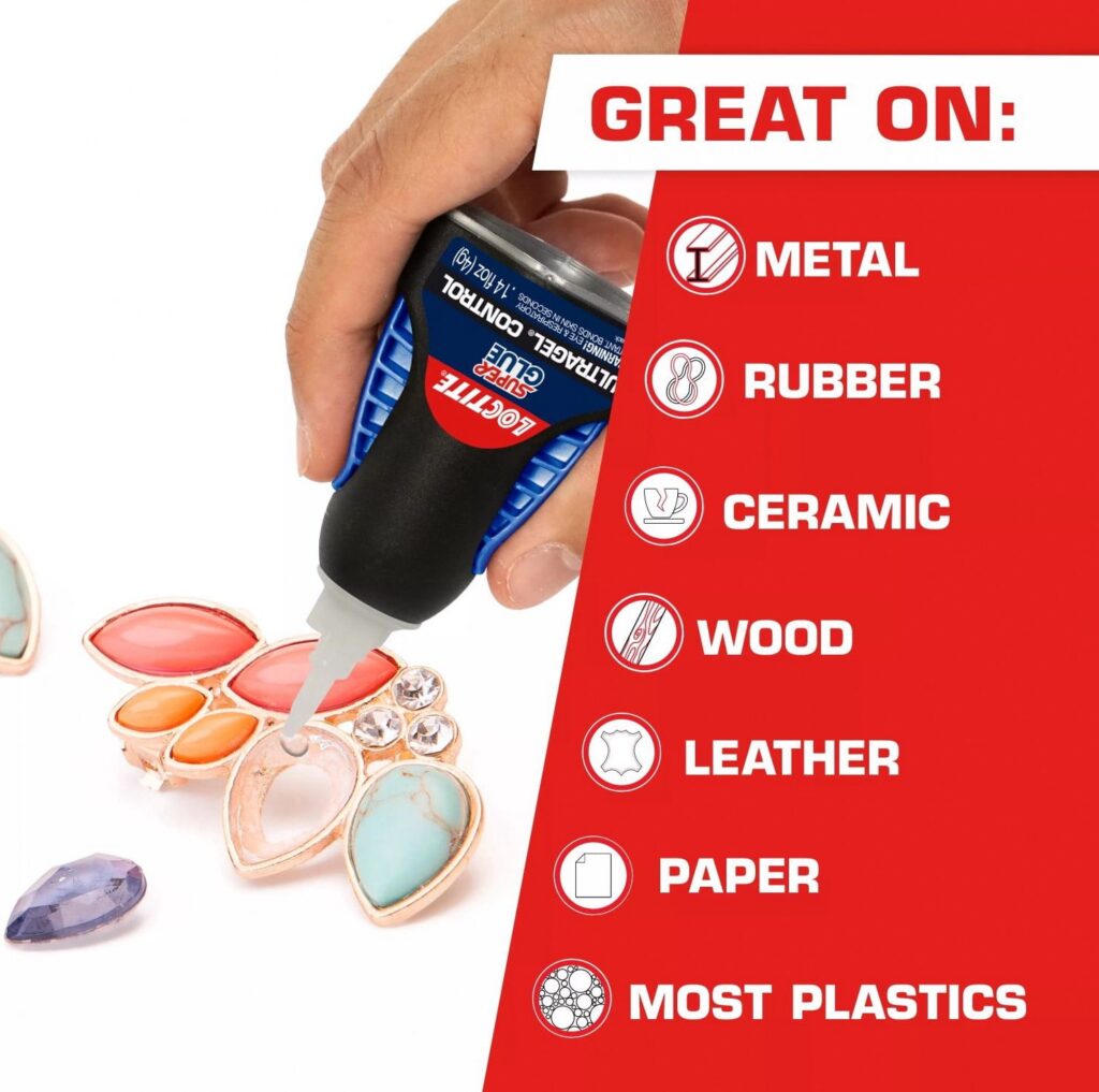 Loctite Super Glue Ultra Gel Control, Rubber Toughened Adhesive for Precision Repairs (Clear, 0.14 fl oz) knpjm