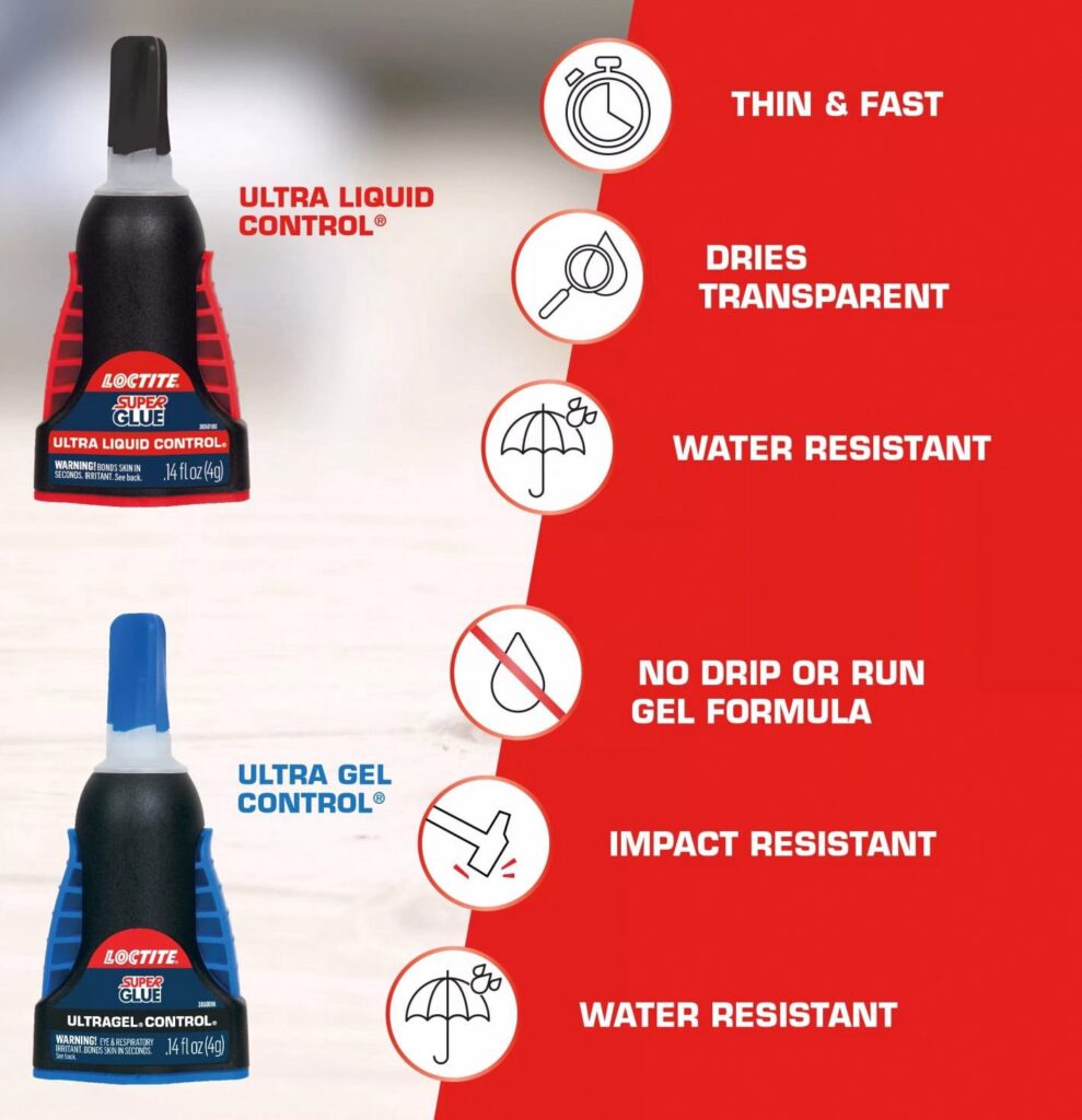 Loctite Super Glue Ultra Gel Control, Rubber Toughened Adhesive for Precision Repairs (Clear, 0.14 fl oz) knpjm