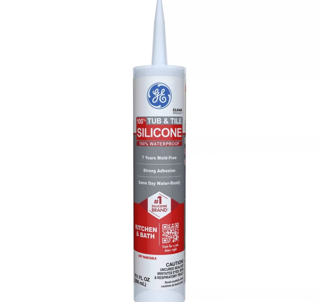 GE Silicone 1 Tub & Tile Sealant, Waterproof Adhesive for Kitchen and Bathroom (Clear, 10.1 fl oz) cwwsf