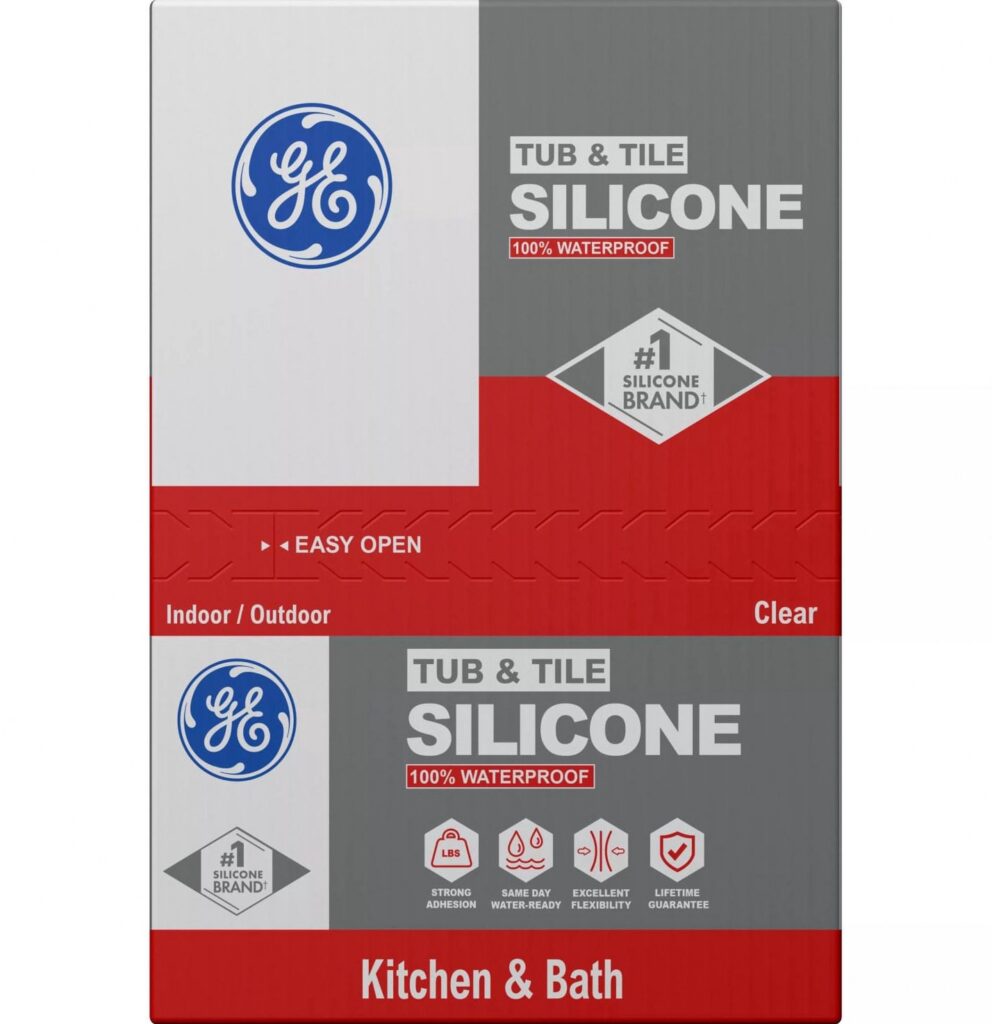GE Silicone 1 Tub & Tile Sealant, Waterproof Adhesive for Kitchen and Bathroom (Clear, 10.1 fl oz) cwwsf