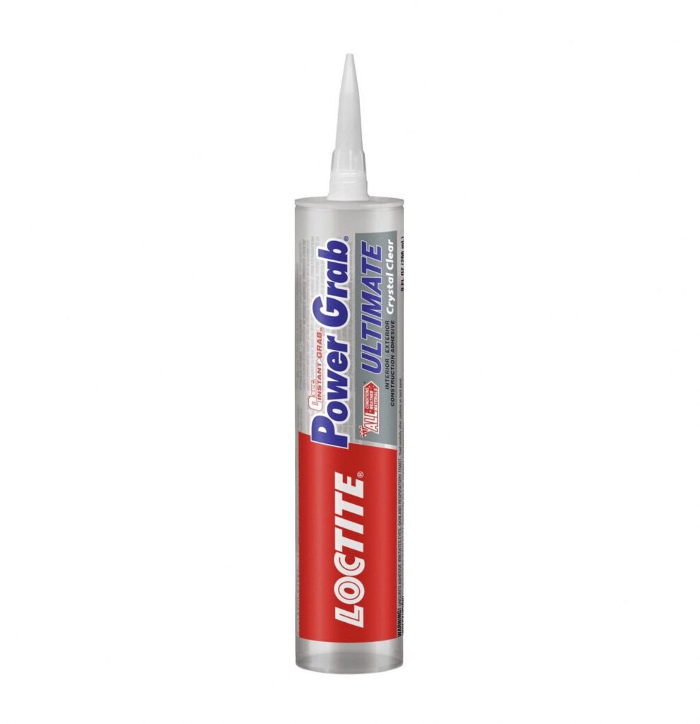 Loctite Power Grab Ultimate Construction Adhesive, Crystal Clear Finish, Heavy-Duty Bonding (Clear, 9 fl oz) mbk22