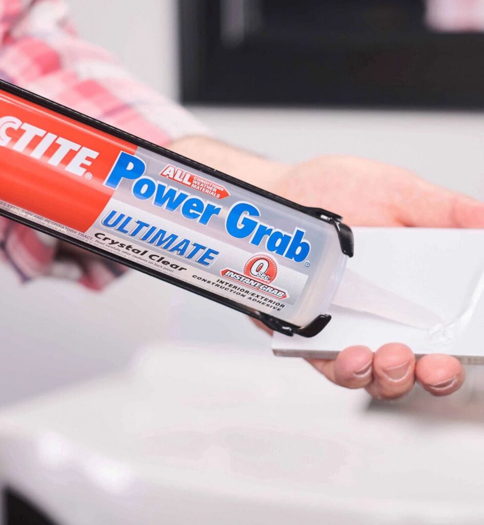Loctite Power Grab Ultimate Construction Adhesive, Crystal Clear Finish, Heavy-Duty Bonding (Clear, 9 fl oz) mbk22