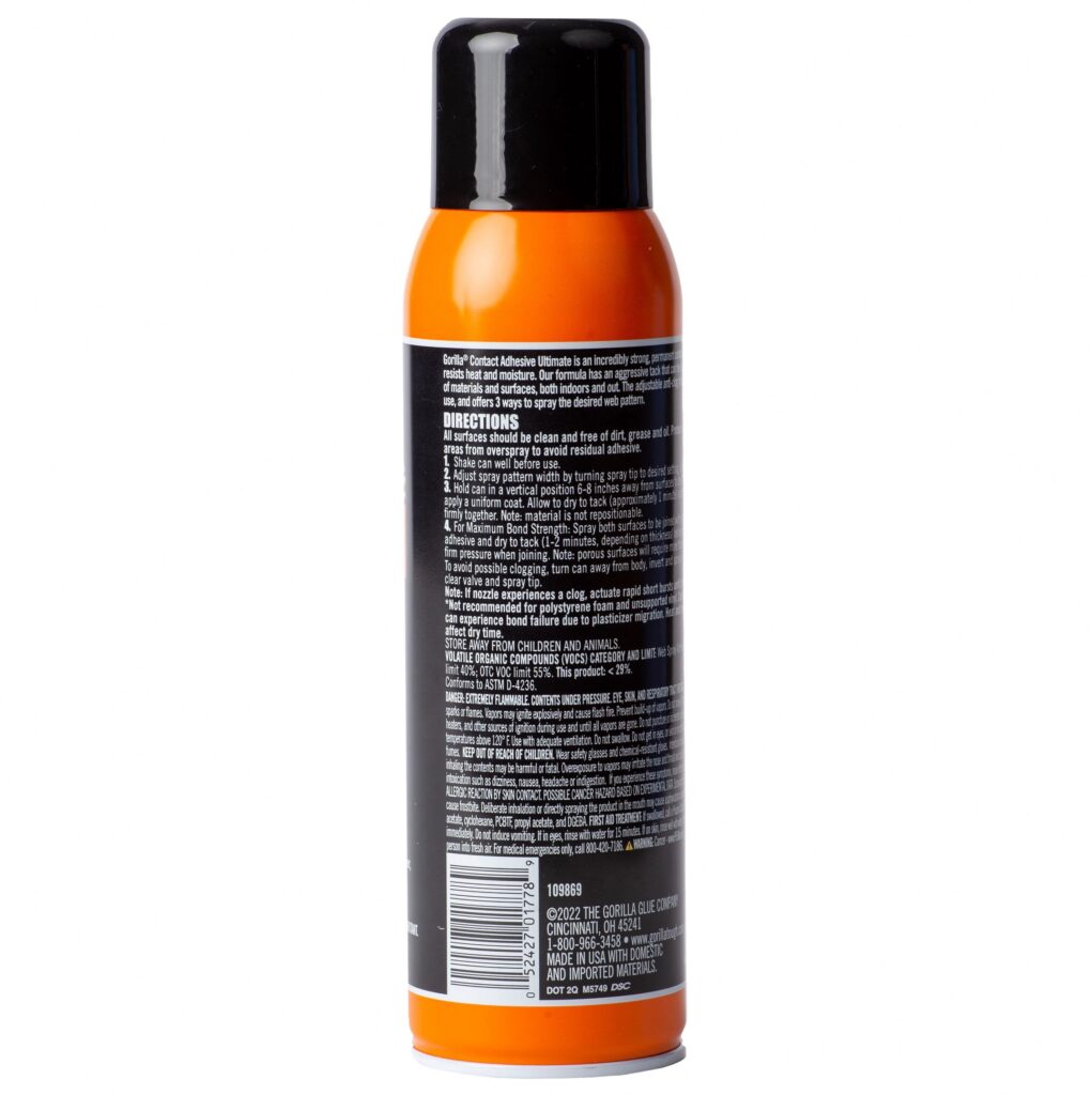 Gorilla Glue Heavy Duty Contact Adhesive Spray, High-Strength Multi-Surface Bonding (12.2 oz) 9n8y2