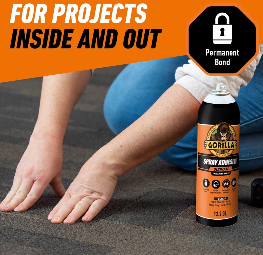 Gorilla Glue Heavy Duty Contact Adhesive Spray, High-Strength Multi-Surface Bonding (12.2 oz) 9n8y2