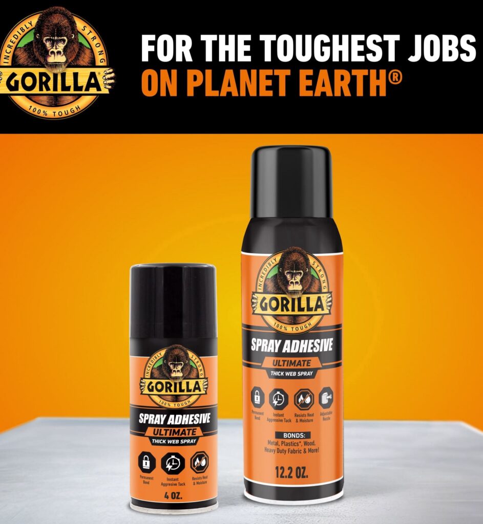 Gorilla Glue Heavy Duty Contact Adhesive Spray, High-Strength Multi-Surface Bonding (12.2 oz) 9n8y2