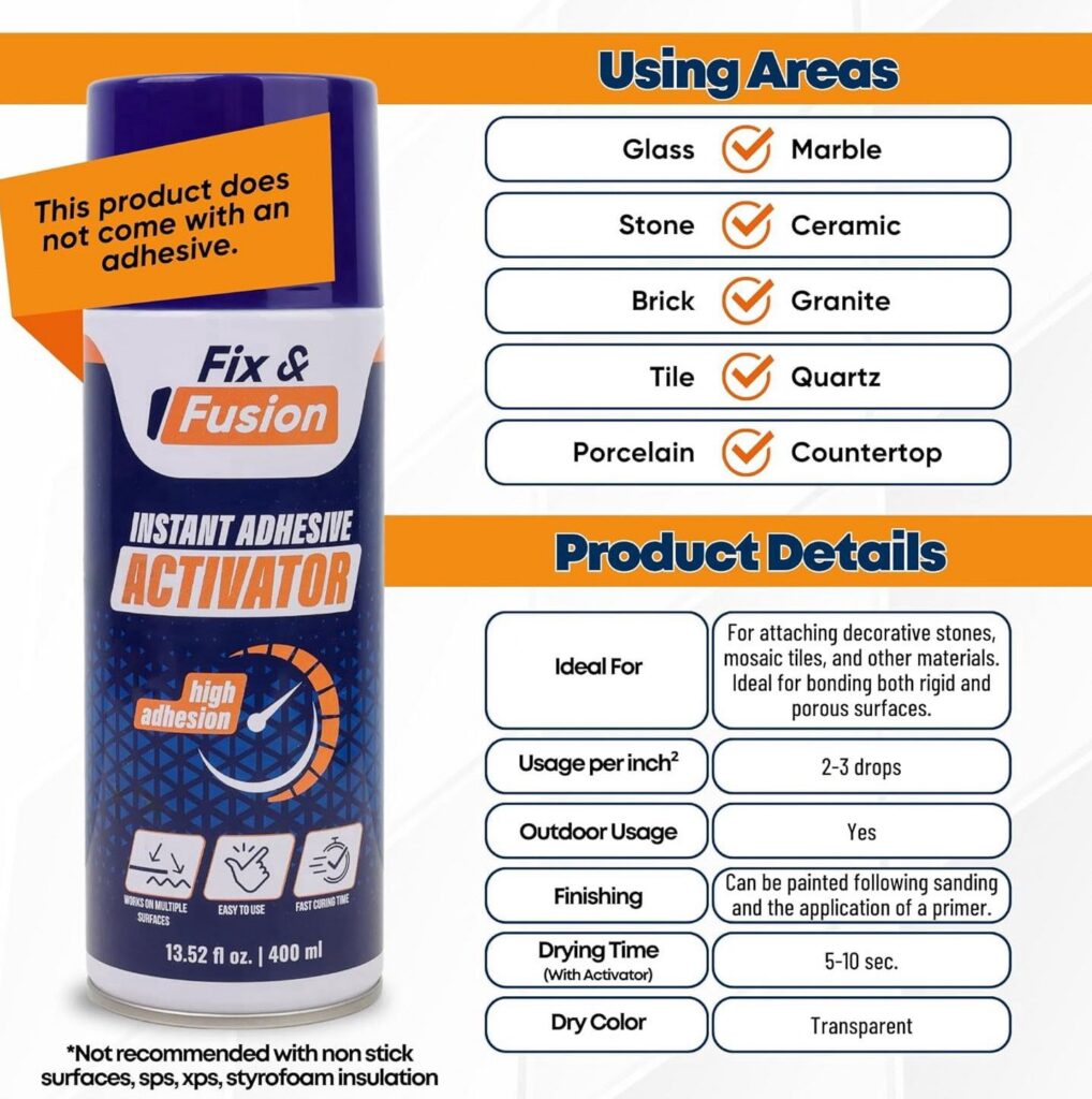 FIX & FUSION Cyanoacrylate Adhesive Activator Spray for Wood Plastic and Rubber (13.5 fl oz) razi7