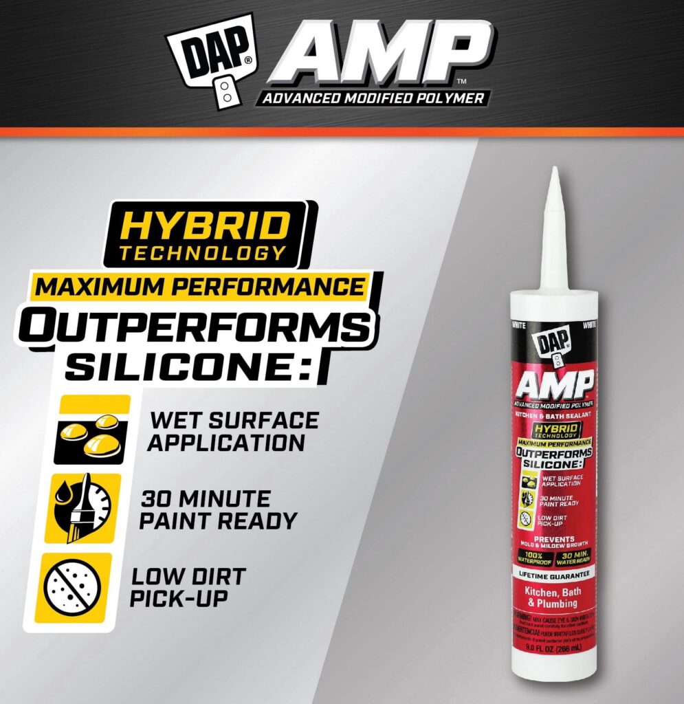 DAP AMP Kitchen and Bath Sealant (White, 9 oz) 8aapx