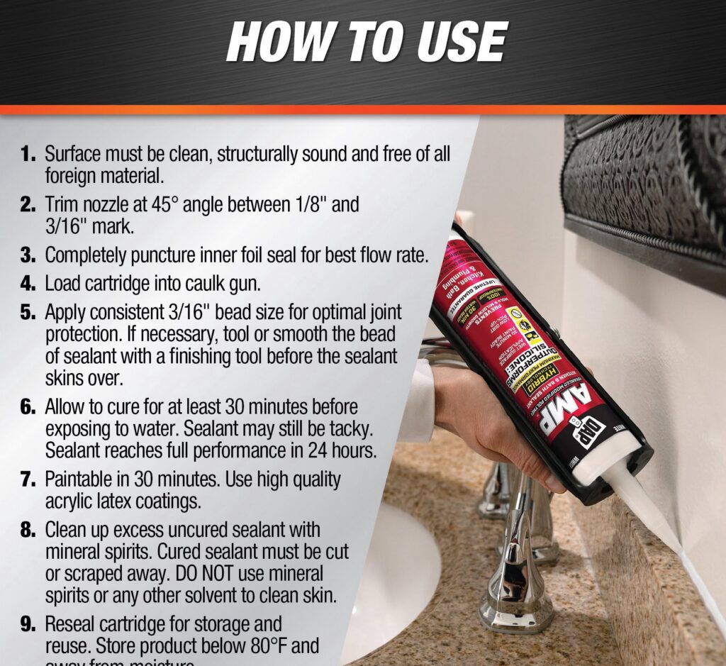 DAP AMP Kitchen and Bath Sealant (White, 9 oz) 8aapx