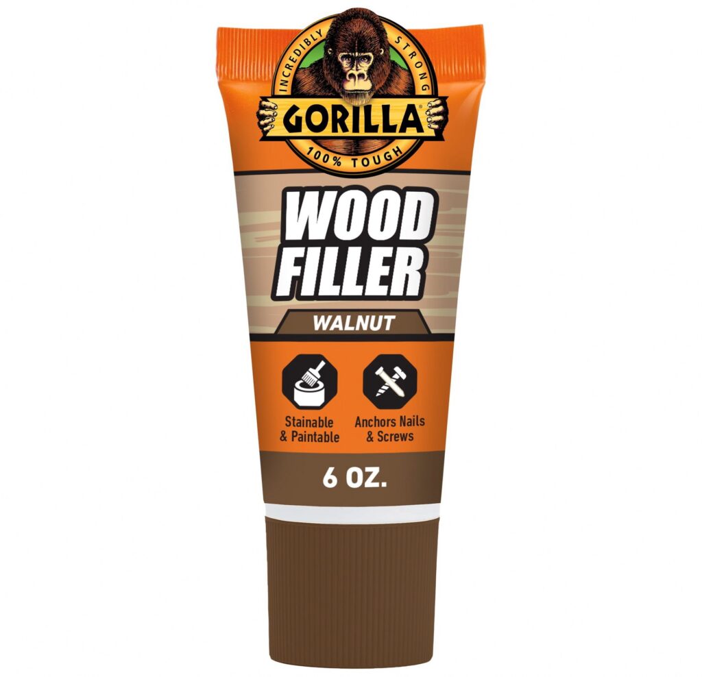 Gorilla All Purpose Wood Filler, Water Resistant Repair Compound for Indoor and Outdoor Use (Walnut, 6 oz) h2ies