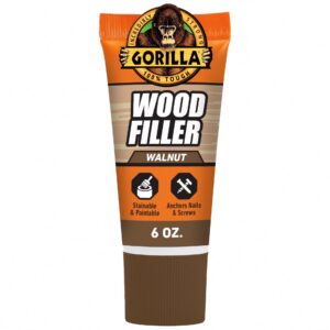 Gorilla All Purpose Wood Filler, Water Resistant Repair Compound for Indoor and Outdoor Use (Walnut, 6 oz) h2ies