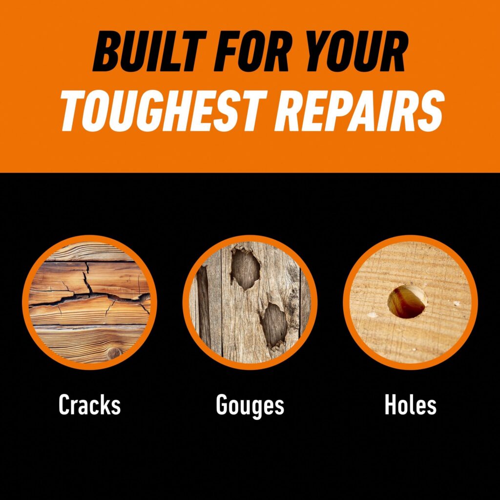 Gorilla All Purpose Wood Filler, Water Resistant Repair Compound for Indoor and Outdoor Use (Walnut, 6 oz) h2ies