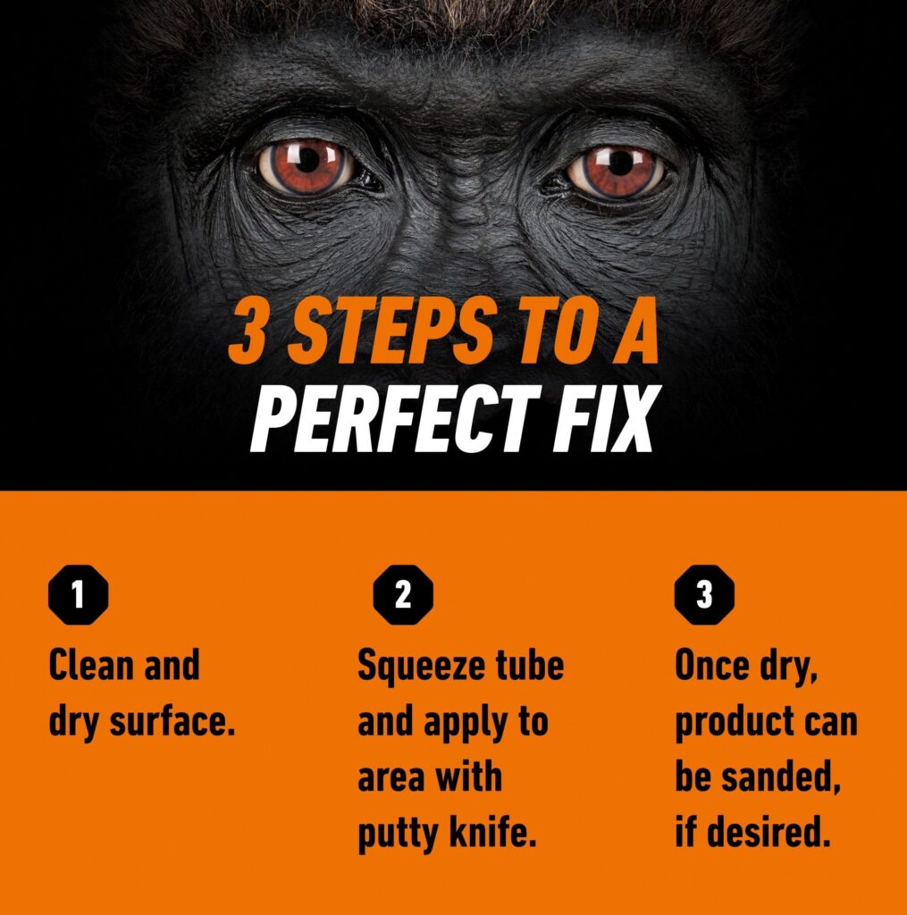 Gorilla All Purpose Wood Filler, Water Resistant Repair Compound for Indoor and Outdoor Use (Walnut, 6 oz) h2ies