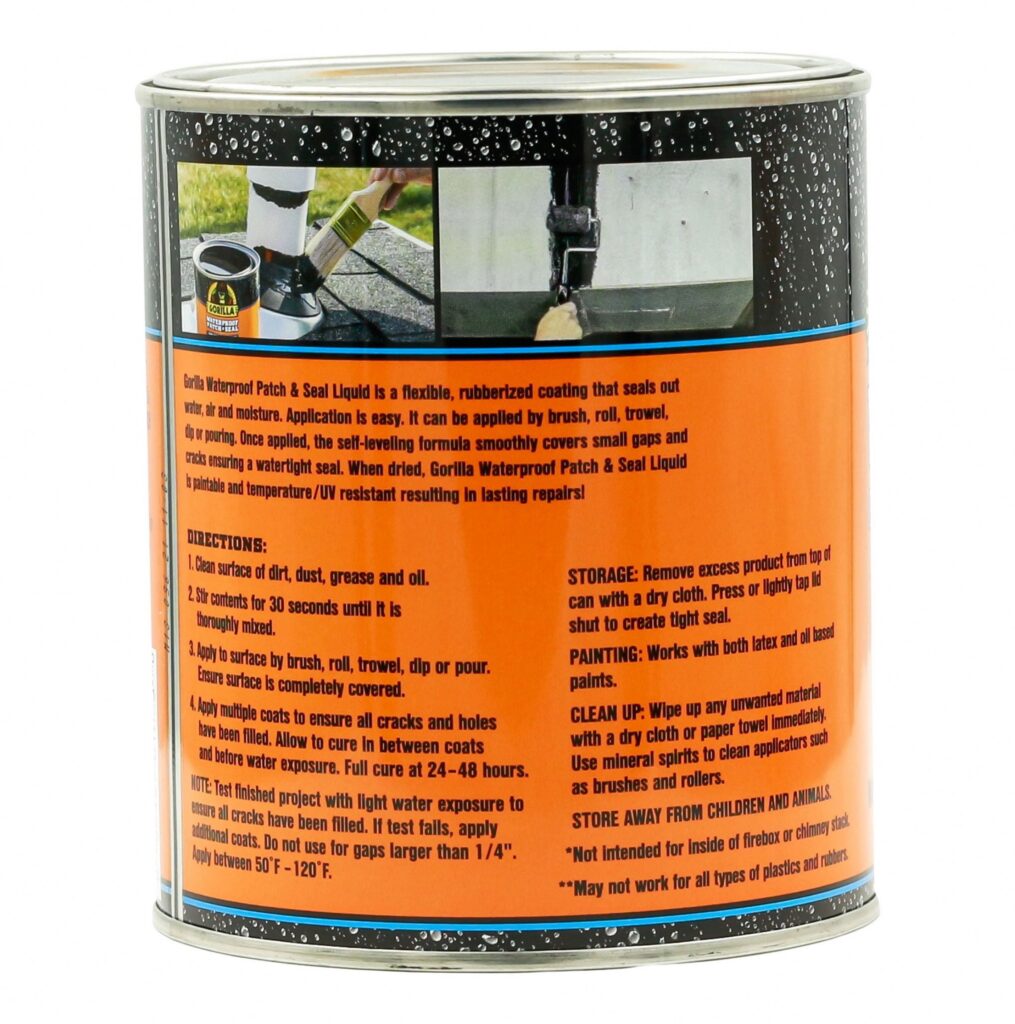 Gorilla Waterproof Patch & Seal Liquid Rubber Sealant (Black, 32 oz) k3bzt
