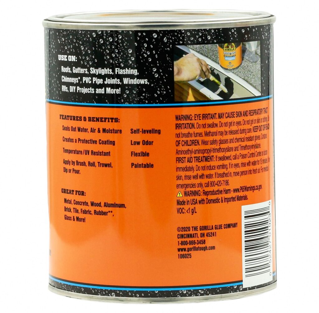 Gorilla Waterproof Patch & Seal Liquid Rubber Sealant (Black, 32 oz) k3bzt