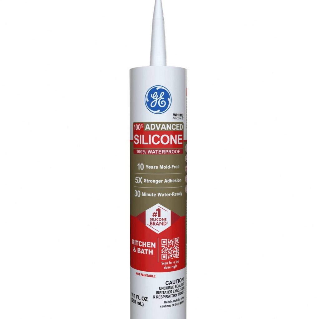 GE Advanced Silicone Kitchen & Bath Sealant (White, 10.1 fl oz) 4x5kg
