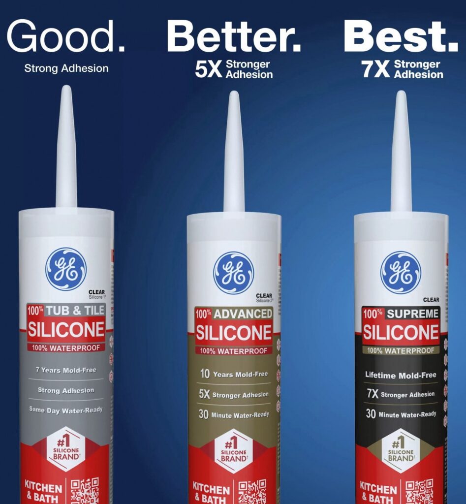 GE Advanced Silicone Kitchen & Bath Sealant (White, 10.1 fl oz) 4x5kg