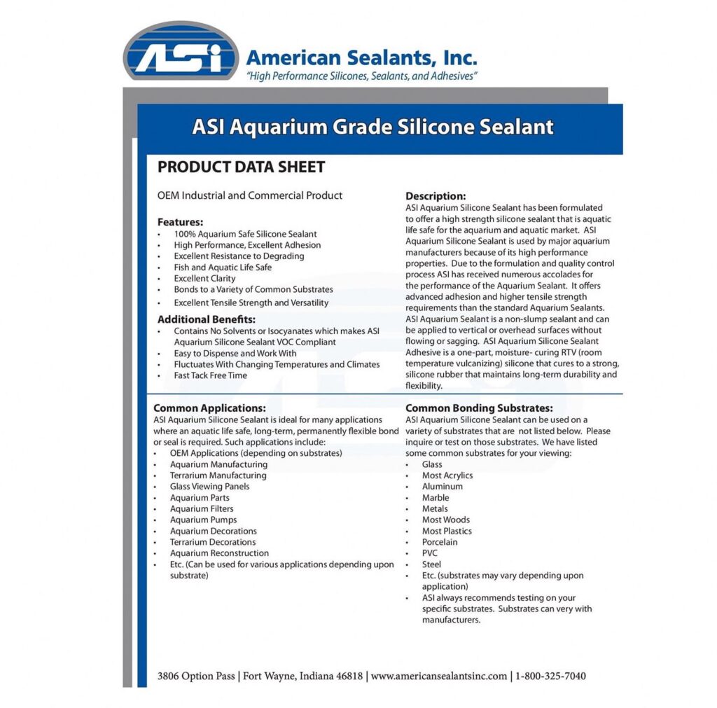 ASI Aquarium Silicone Sealant Waterproof Adhesive for Glass Tanks (Clear, 10.2 oz) bk2me