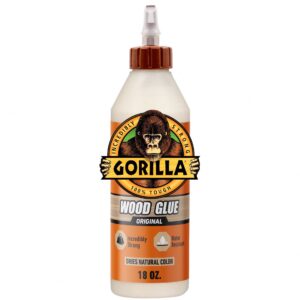 Gorilla Wood Glue, Premium Moisture Resistant Adhesive for Hardwood and Softwood (White, 18 oz) 6g2my