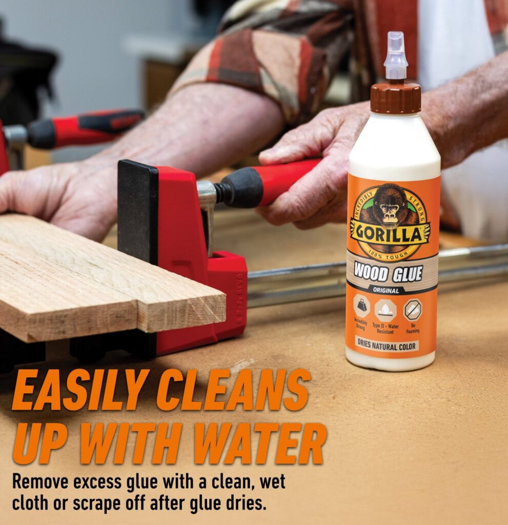 Gorilla Wood Glue, Premium Moisture Resistant Adhesive for Hardwood and Softwood (White, 18 oz) 6g2my