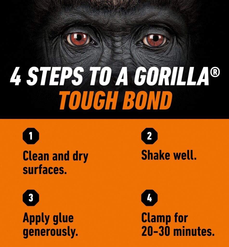 Gorilla Wood Glue, Premium Moisture Resistant Adhesive for Hardwood and Softwood (White, 18 oz) 6g2my