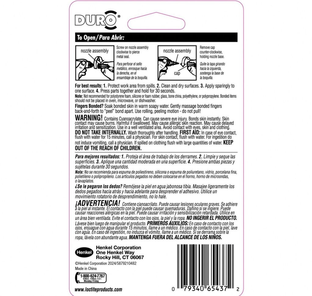 Duro Super Glue Instant Adhesive for Jewelry and Metal (Clear, 0.1 oz, 8 Pack) n25zt